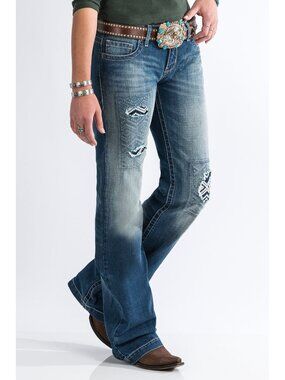 Cruel Jayley Jeans Size 30 Trouser Fit Distressed Denim Blue Western Ranch Rodeo